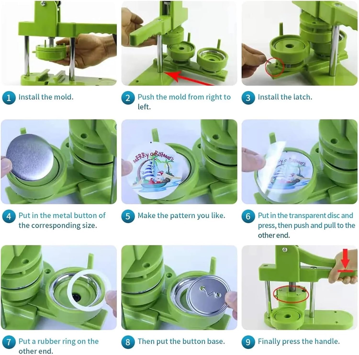 Badge Pin Button Maker Machine DIY Badges Set 25MM-58MM Button Punch Press Maker Machine Button Parts+Circle Cutter(58MM Set Sliding)