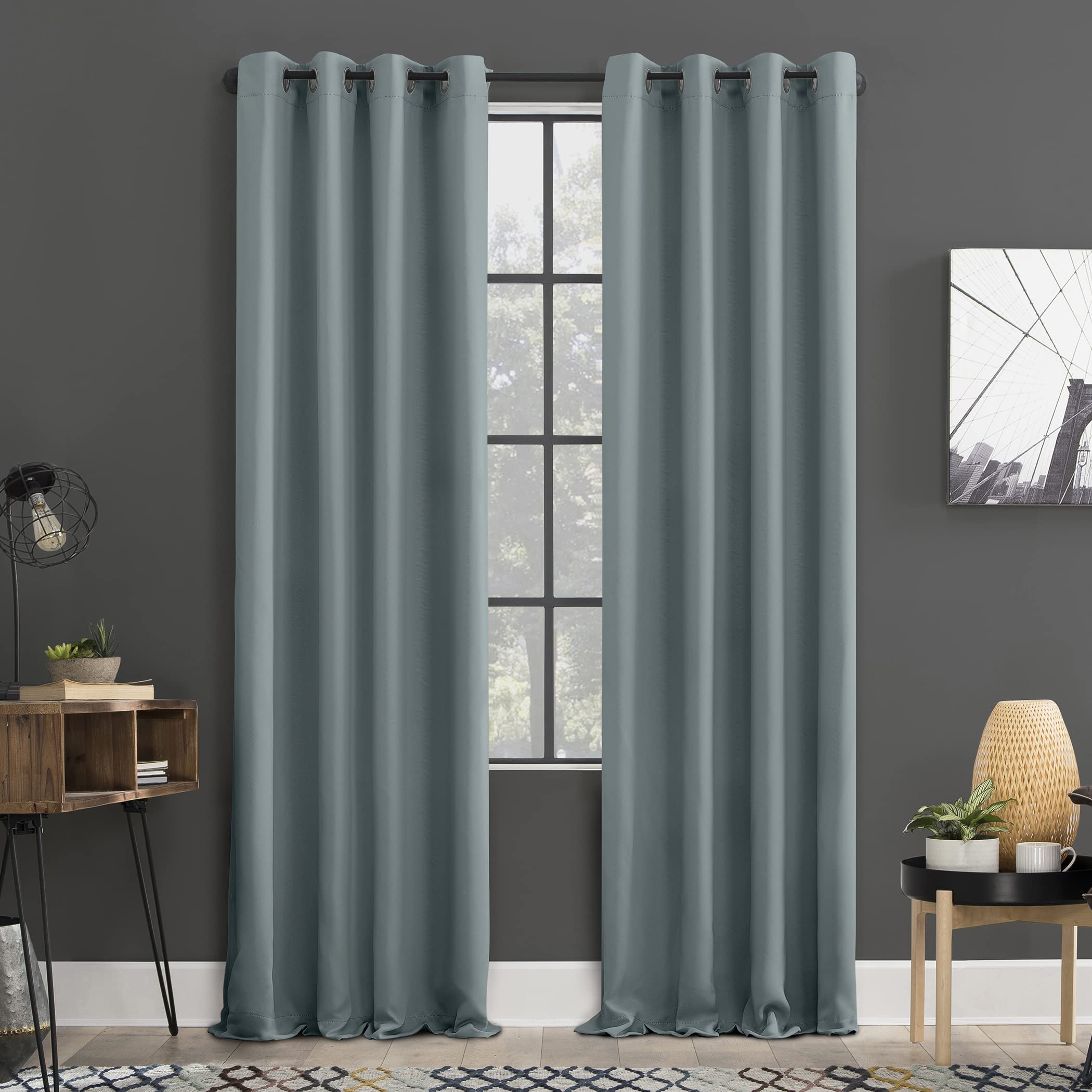 Sun Zero Soho Blackout Energy Efficient Grommet Curtain Single Panel, 54" x 84", Mineral