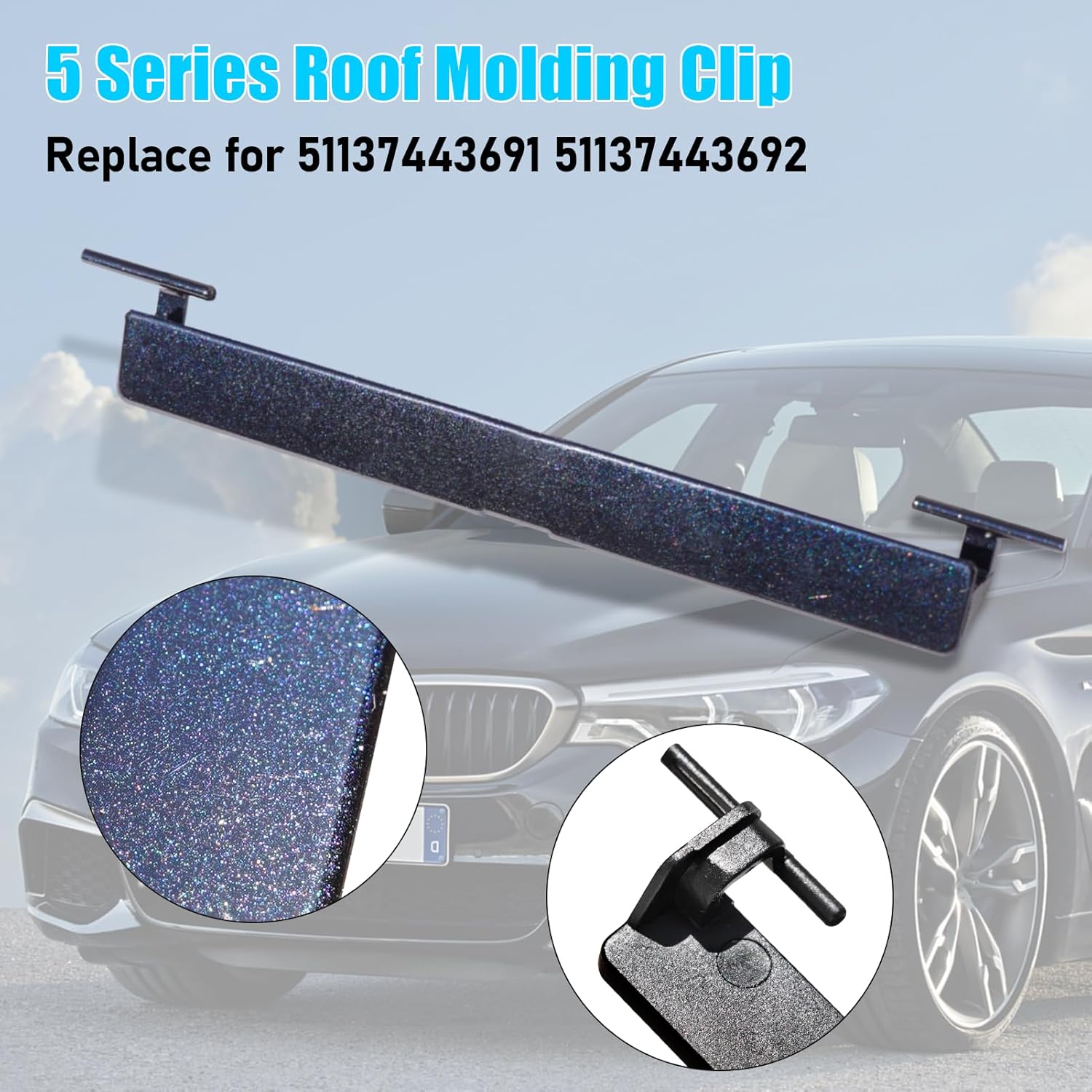 Jaronx Compatible with BMW Roof Rack Port Cover for 5 Series G30/G31,6' GT G32,7' G12, Roof Rack Molding Port Cap for BMW 530 540 640 740, 51137443691 51137443692(Carbon Black)