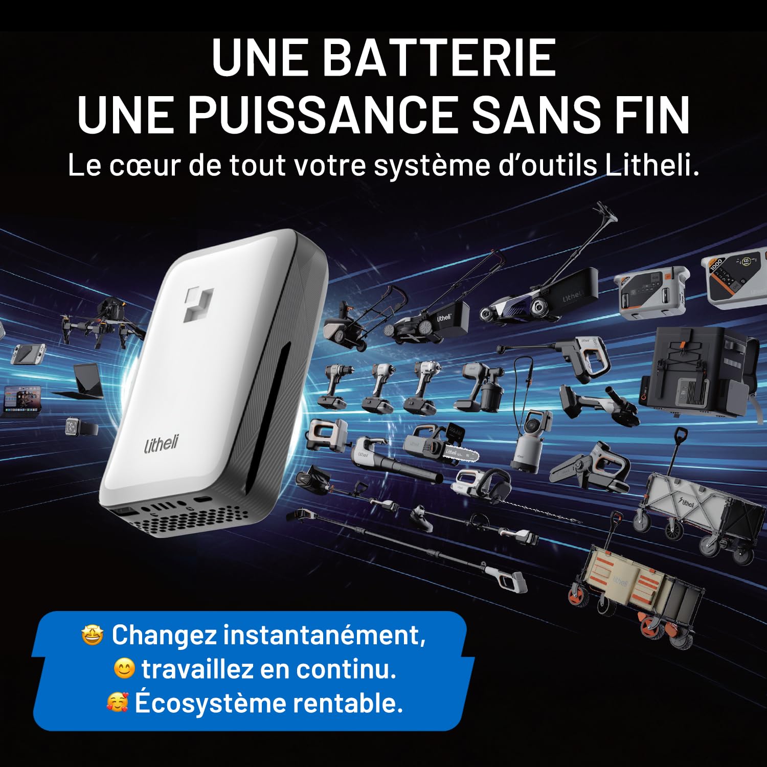 Litheli Meuleuse d‘Angle sans Fil 20V, Ø125mm, Moteur sans Balais, Batterie 4.0Ah & Vitesse Réglable 8500 tr/min, pour Couper, Meuler, Dérouiller et Polir, Idéale pour le Bricolage à la Maison
