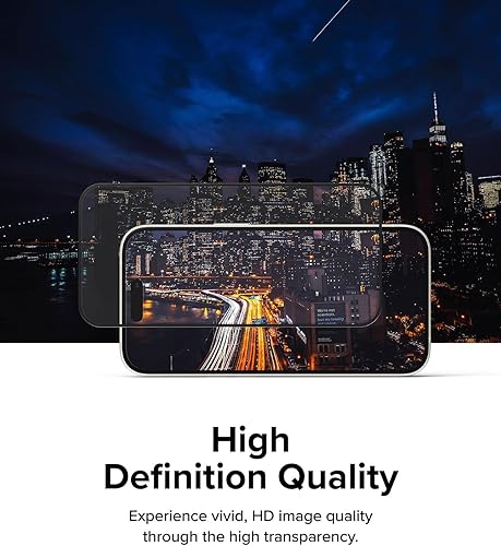 Miniatura 3 de Ringke Vidrio de cubierta completa súper fácil de instalar compatible con iPhone 15 Plus, compatible con fundas, inastillable, dureza 9H, vidrio