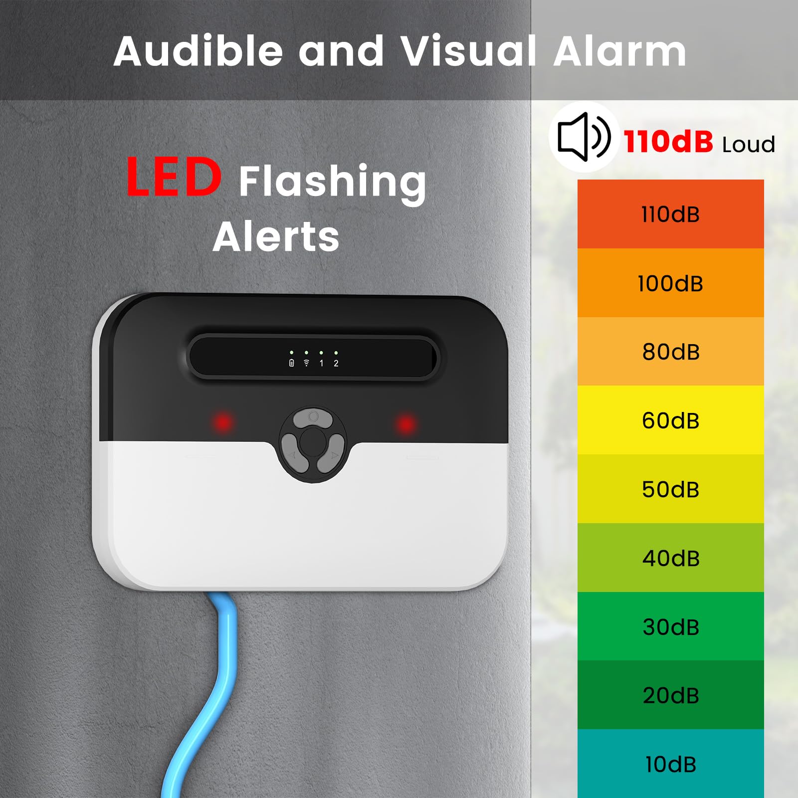 LUCKYDUO Z7PRO Alarme WiFi Pompe Submersible, Batterie Secours, 110dB, IP65