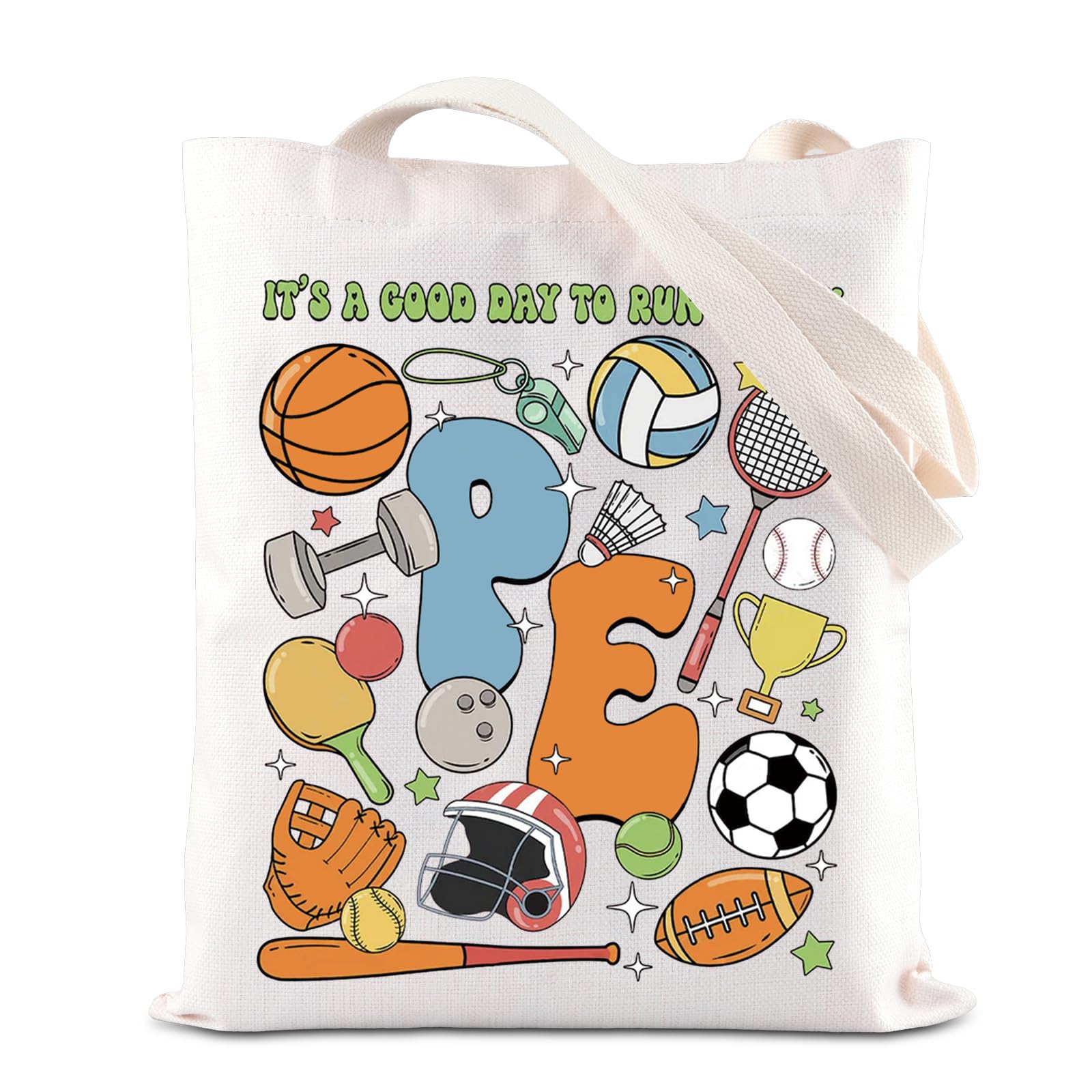 PE Teacher Tote Bag Teacher Day Gift Game Day Gift Physical Education Teacher Life Canvas Bag It’s A Good Day To Run And Play (PE Tote)