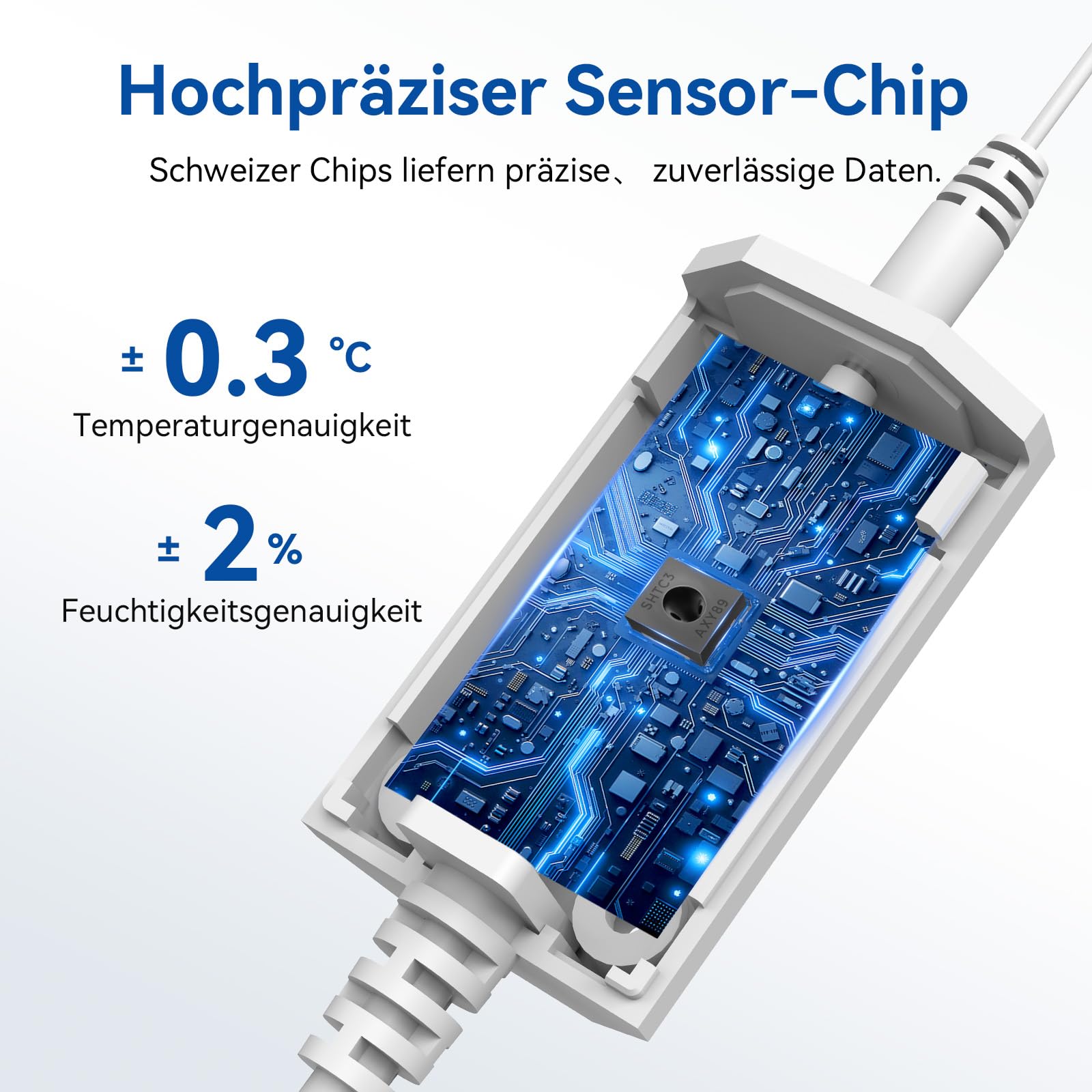 Newentor Wetterstation Funk mit Außensensor | 7,6" Farbdisplay, Funkwetterstation mit Thermometer und Hygrometer, Außensensor mit eigenem Display, Weiß, 2 Außensensoren