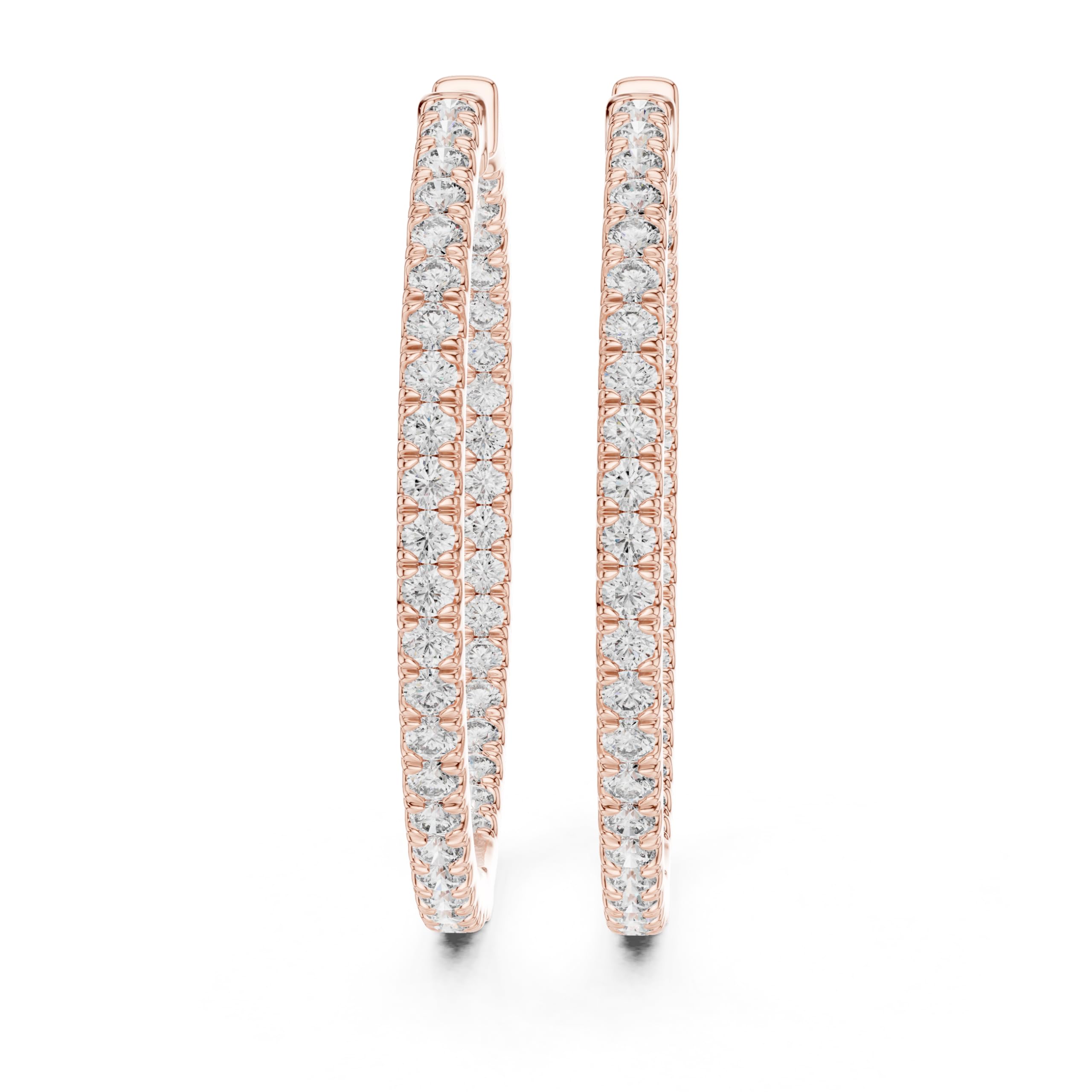 1CT Lab Grown Round Cut Diamond Hoop Earrings in 14K Rose Gold | Inside Out Huggie Hoop Earrings for Women-picture-10