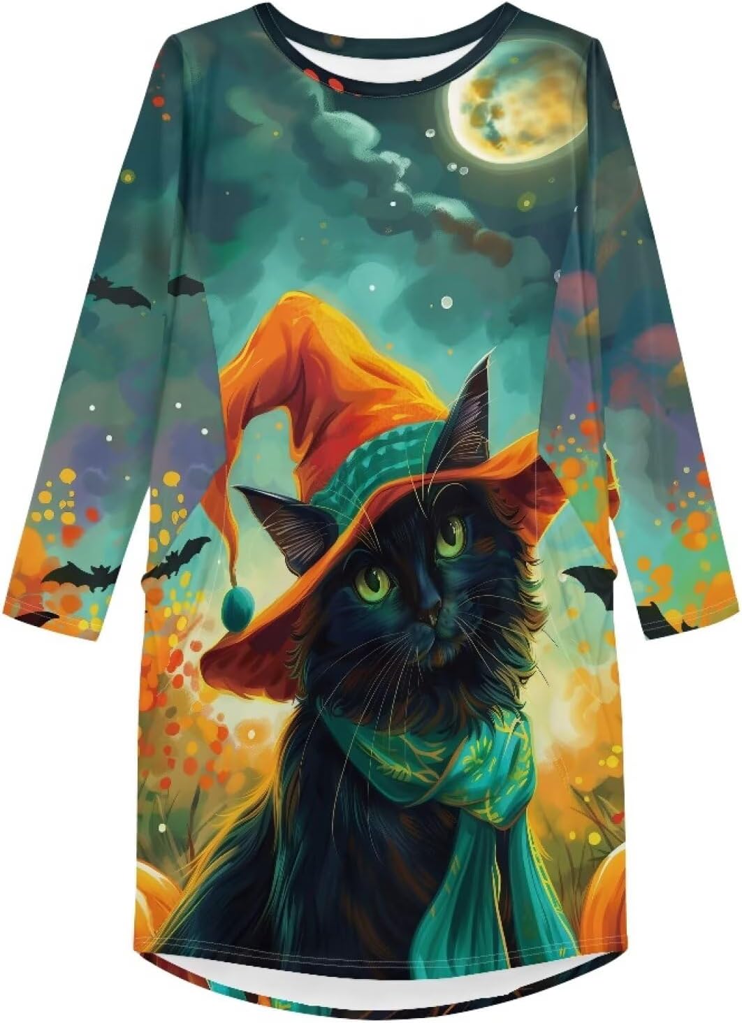 Nightdress Sleepwear for Women Night Shirts Sleepwear Long Sleeve Pajamas Dress Loose Nightgowns with Pockets