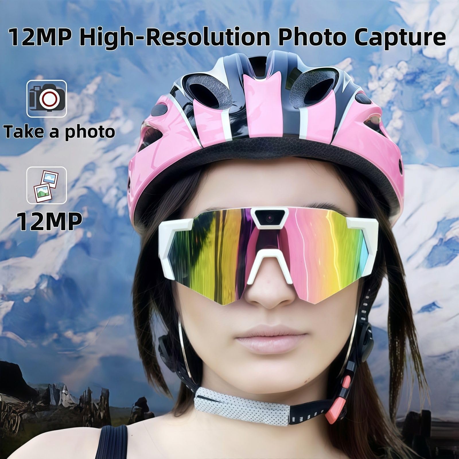 2026 Occhiali da Sole Sportivi con Telecamera 4K HD, Smart Glasses con Registrazione Video e Audio, Mini Action Camera per Ciclismo e Attività Outdoor，Nero