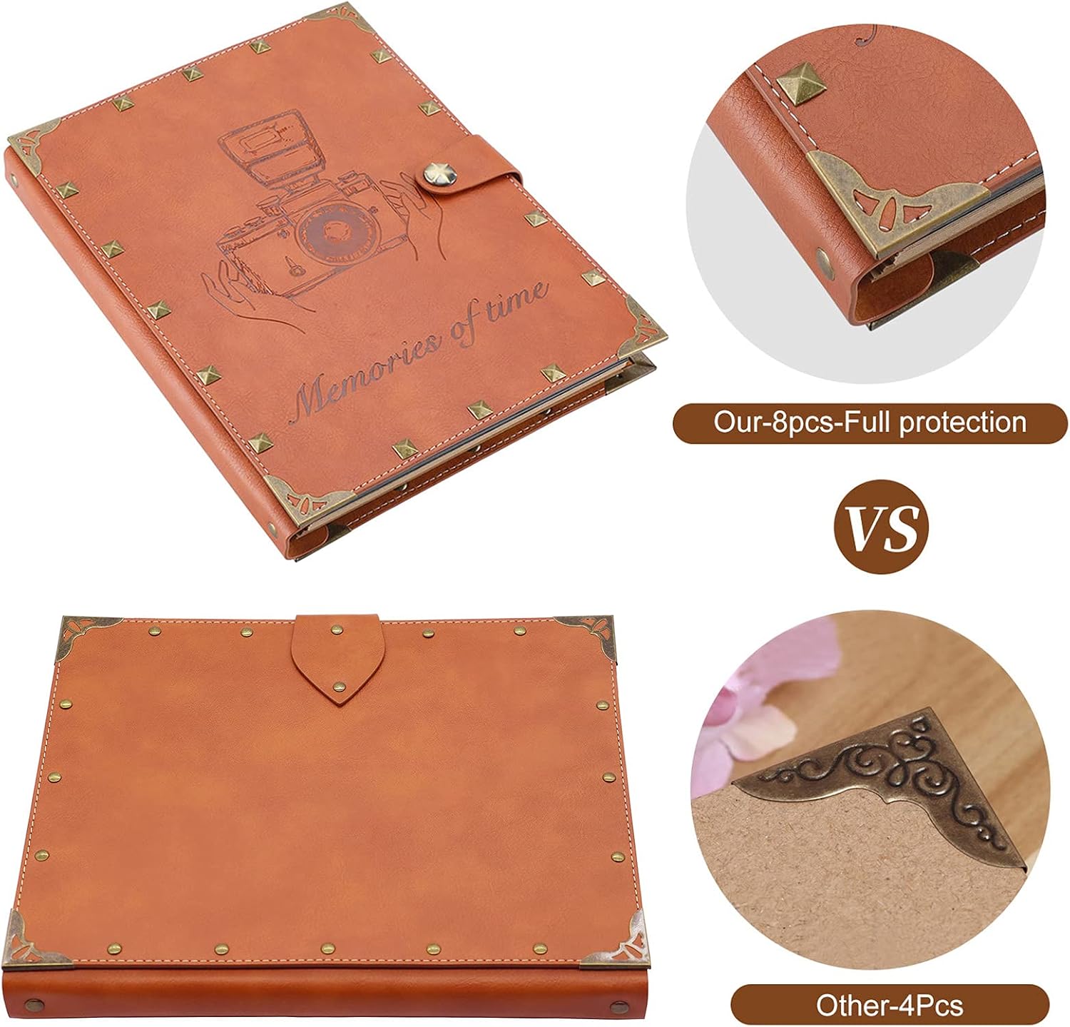 ZEEYUAN Photo Album Scrapbook Rivets Vintage Leder DIY Memory Book with writing space as a Gift for Mother's Day, Christmas - Image 5