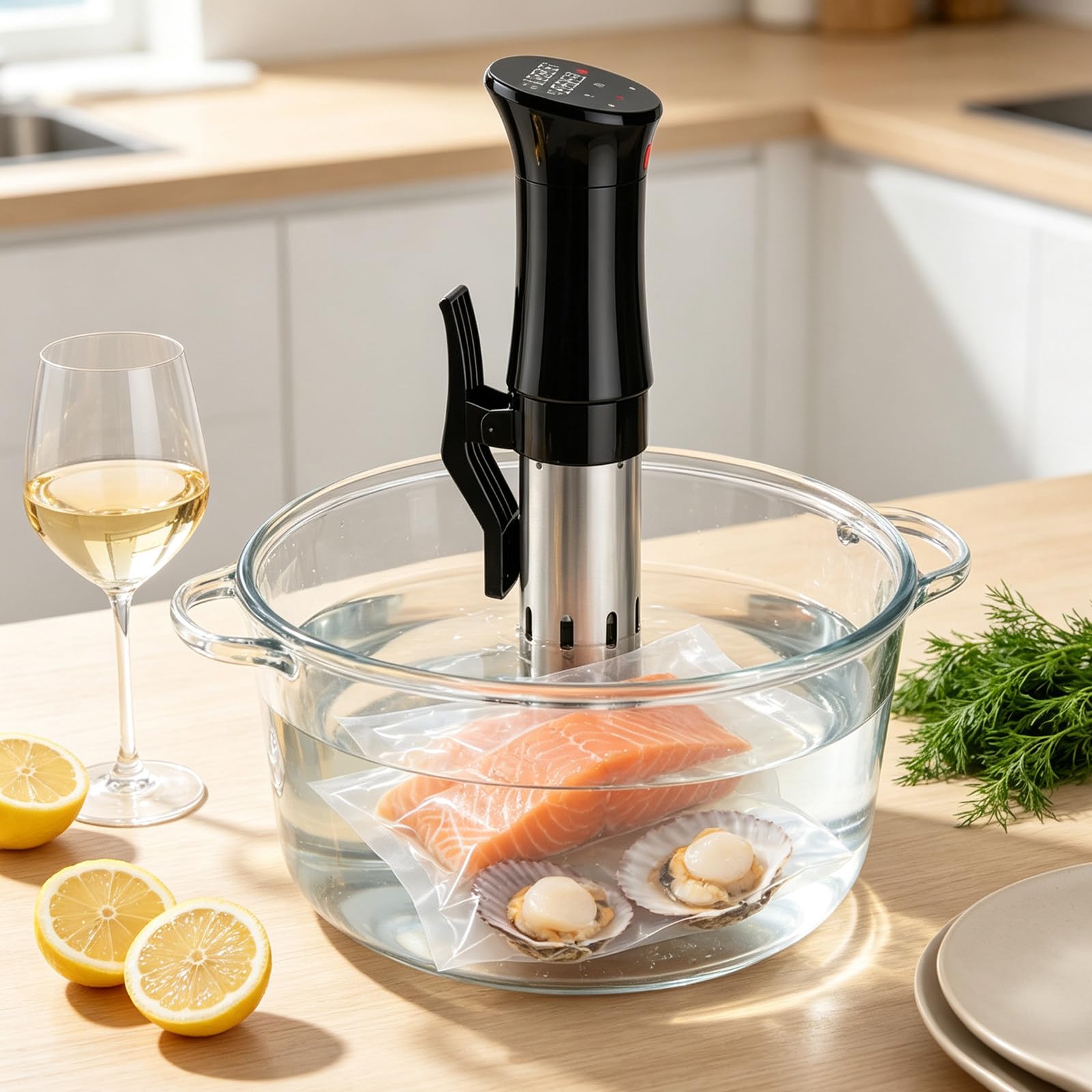 Cocedor Sous Vide, Máquina Sous Vide de inmersión, Acero Inoxidable 304 de Grado alimenticio, Ahorro de Espacio, Ideal para reuniones y Fiestas en casa