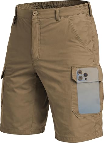 NATUVENIX Hiking Shorts Men Water Resistant Fishing Shorts for Men Quick Dry Work Shorts with 7 Pockets for Outdoor