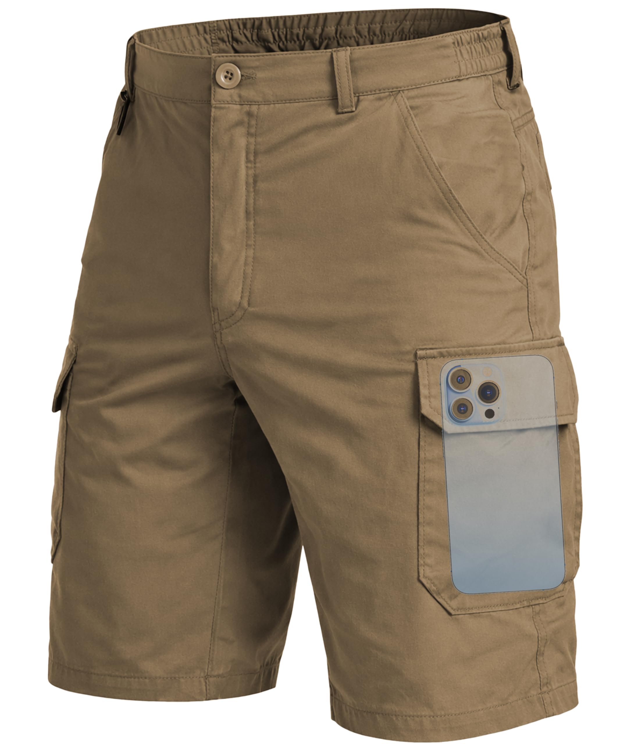 NATUVENIX Cargo Shorts for Men Stretch Mens Hiking Shorts Quick Dry Tactical Shorts with 7 Pockets for Fishing Work