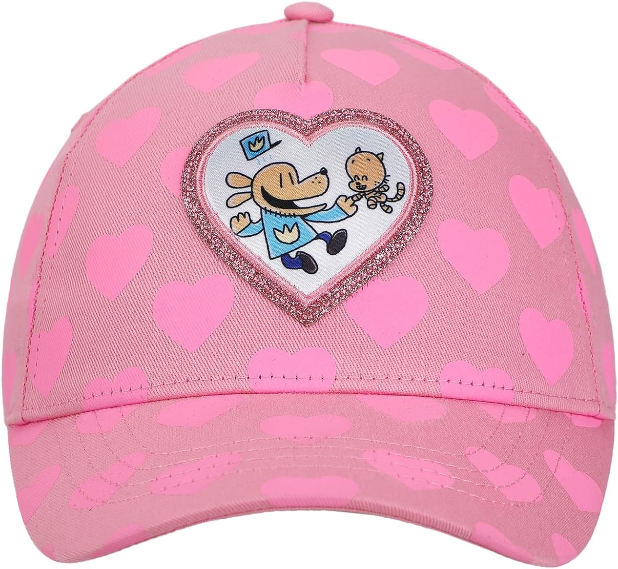 Dog Man Glitter Heart Youth Pink Traditional Adjustable Hat - Image 2