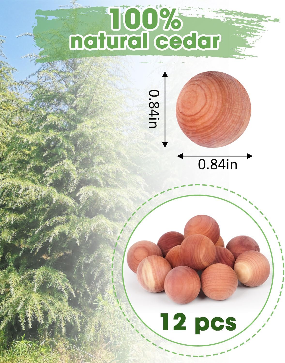 Aryiten Cedar Balls for Clothes Storage, Aromatic Scent Cedar Wood Balls for Kitchen, Closets Storage and Drawers Freshener, 60 Pack