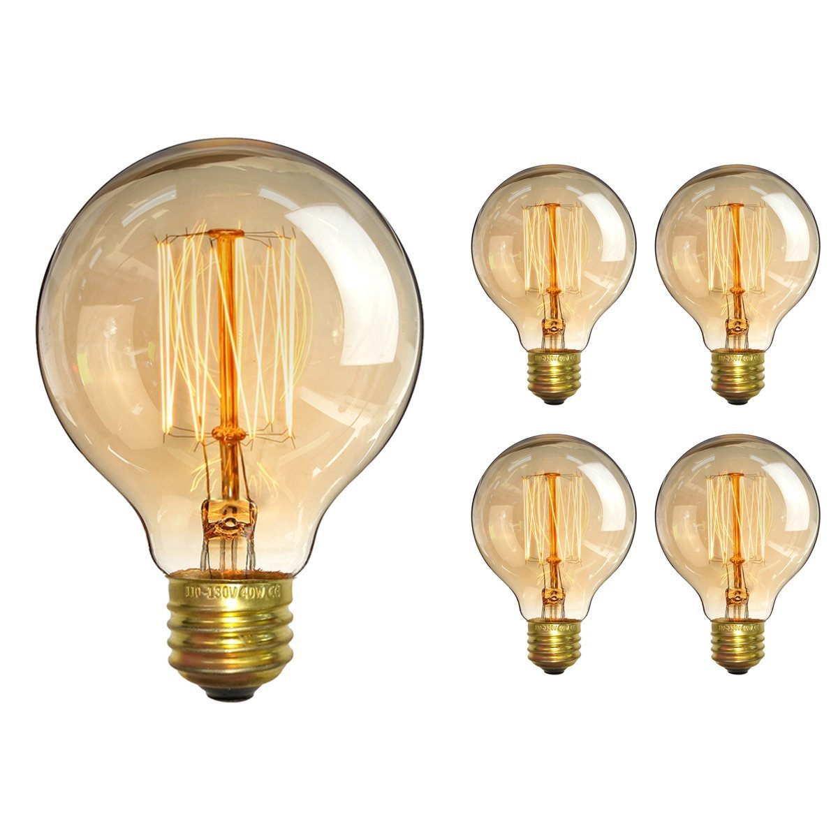 CTKcom Vintage Edison Bulbs - Antique Dimmable 40W Equivalent - 4 Pack - Warm