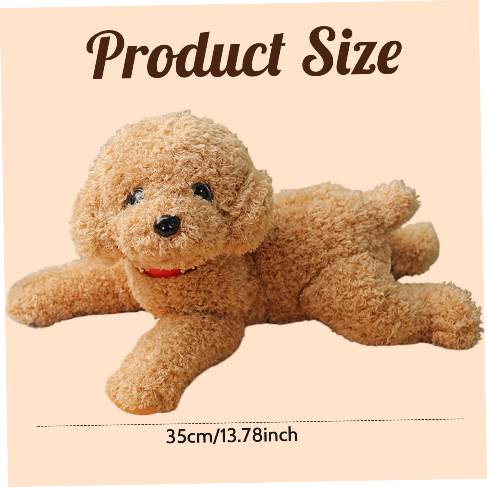 Hundeplüsch, süßer, lebendiger Teddy-Hund, Paarungsspielzeug, 35, 6 cm, mit Baumwolle gefülltes Plüschtier mit Halsband, dekorativ gefüllt für Couch, Sofa, Bett, Beige.