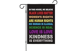 Pride Flag Garden Flag Banner, in This House We Believe Science is...