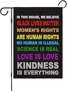 Pride Flag Garden Flags for in This House We Believe Science Is Real Black Lives Matter Vertical Double Sided 12.5"X18" Indoor Yard Outdoor Decoration