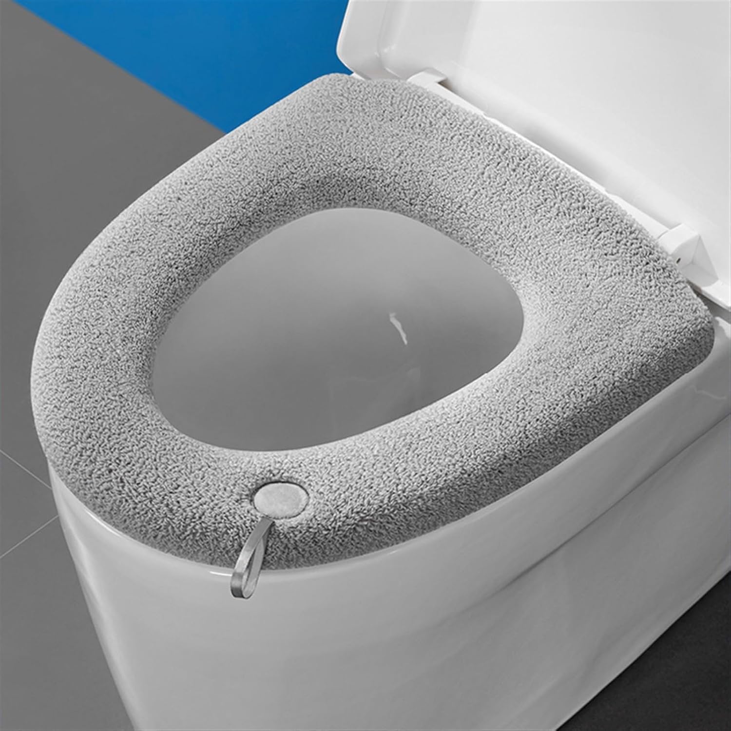 Winter Warm Toilet Seat Cover Closestool Mat 1Pcs Washable Bathroom Accessories Knitting Pure Color Soft O-Shape Pad Bidet Cover (Size : White)