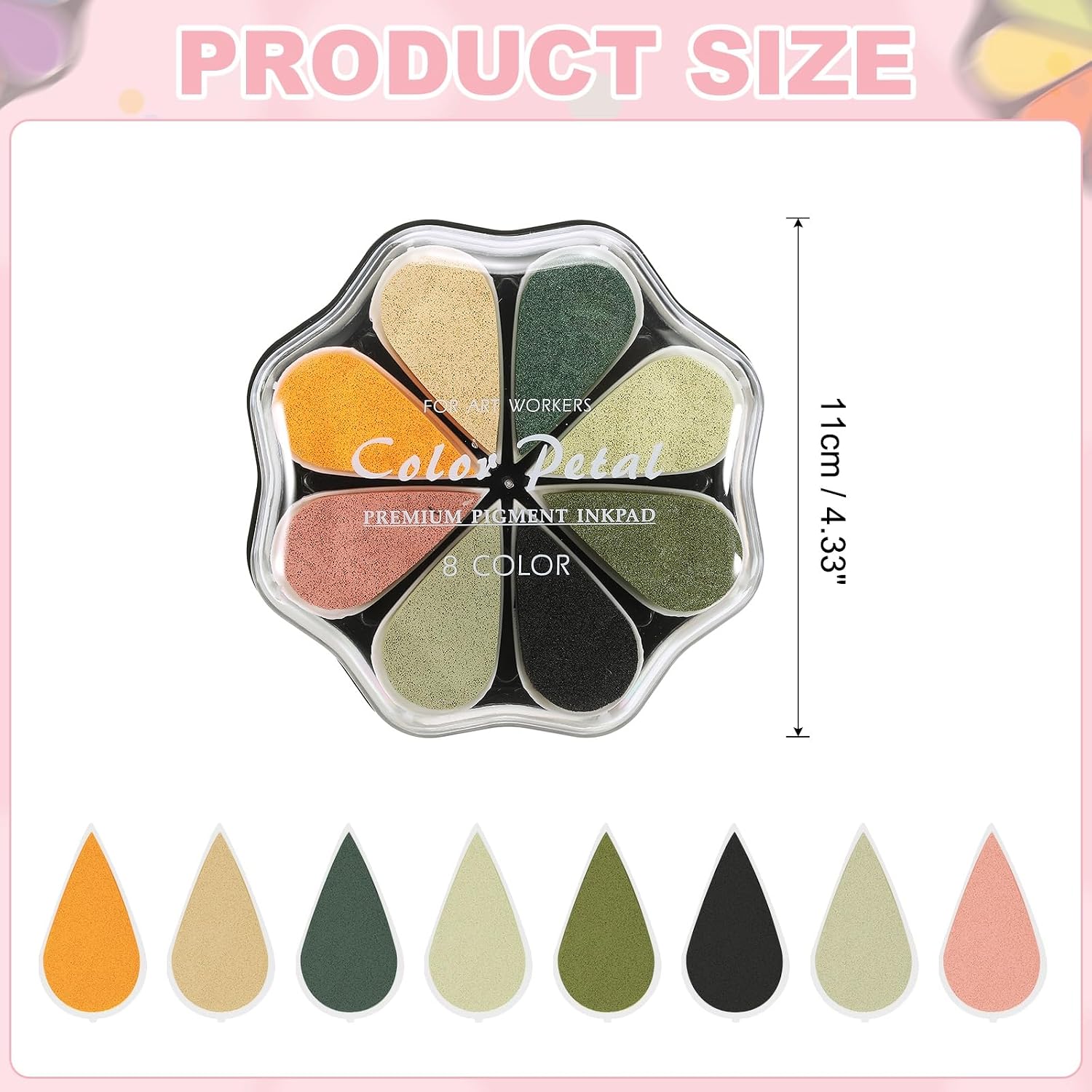 MECCANIXITY Petal Ink Pad, 4.3 Inch Washable Stamps Pad for Hand Footprint, Rubber Stamps, Scrapbooking, Art Crafts Making, Autumn Season