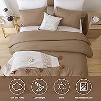 Vista 392 de ROSGONIA Juego de edredón tamaño Queen, color gris carbón, 3 piezas (1 edredón gris oscuro y 2 fundas de almohada) para todas las estaciones, ropa