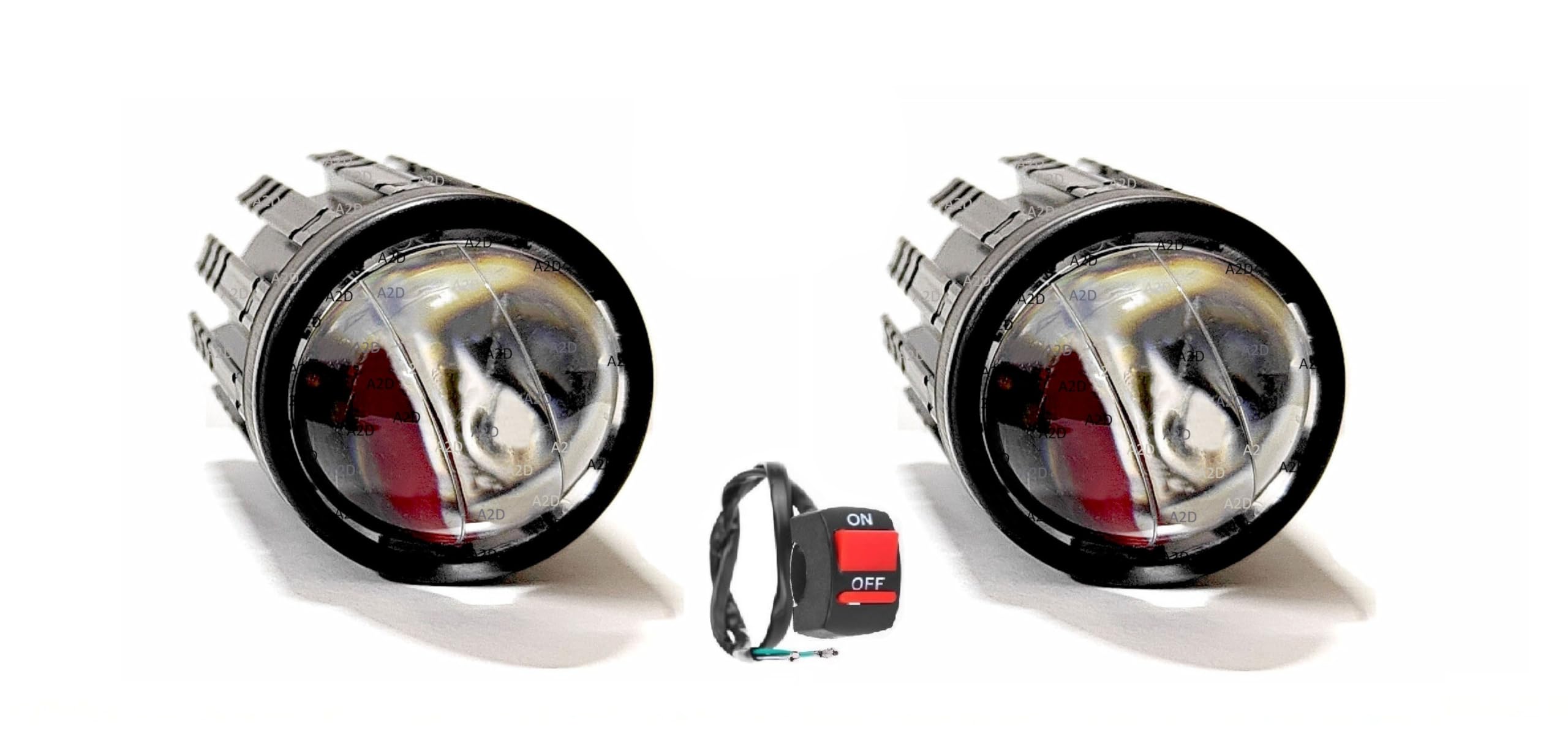 A2D® 80842 Bike LED Mini-Projector Spot Beam Auxiliary Lights 12V 36W Dual W-Y Twin Colors 6000K White 2000K Yellow Bike Set of 2pcs with switch for TVS Star Sport-image-38
