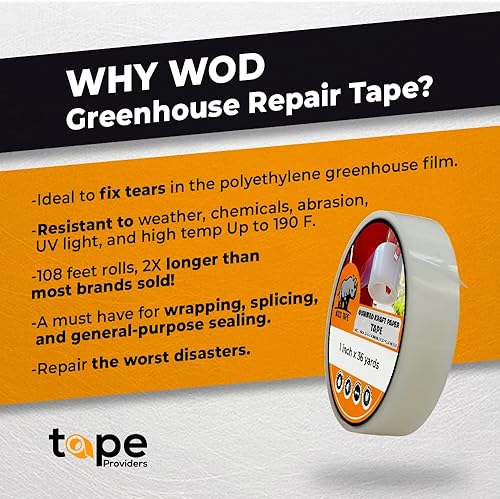Miniatura 2 de WOD GHT5A Cinta de Reparación de Invernadero, transparente - 1 pulgada x 108 pies Cinta de Película de Polietileno de Sellado Resistente al Clima,