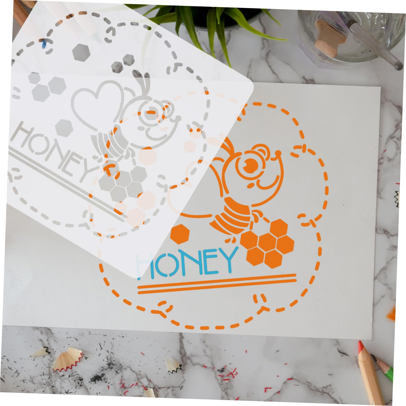 Lurrose 36feuilles Pochoirs De Dessin Pour Modèles Décoratifs De Abeilles Pour Projets Artistiques Et Peinture Sur Divers Supports