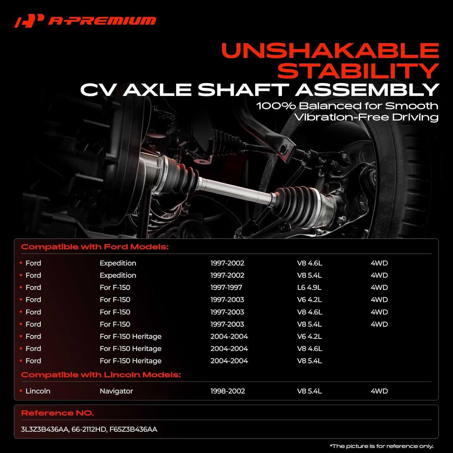 A-Premium CV Axle Shaft Assembly Compatible with Ford Expedition 1997-2002, F-150 1997-2003, F-150 Heritage 2004 & Lincoln Navigator 1998-2002, Front Left or Right, Replace# 3L3Z3B436AA