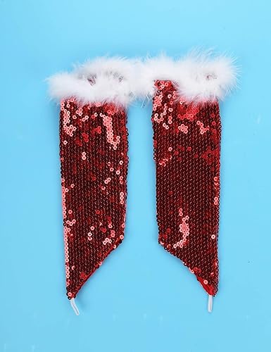 Miniatura 7 de JEATHA Disfraz de Papá Noel para niñas y niñas, con lentejuelas brillantes, sin mangas, vestido de baile de Navidad con sombrero y mangas para los