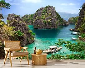 Peel and Stick Wallpaper Landscape Coron Busuanga Island Palawan Province Philippines Self Stick Wall Mural Removable Wallpaper Wall Decor for Living Room Boys Girls Bedroom Nursery