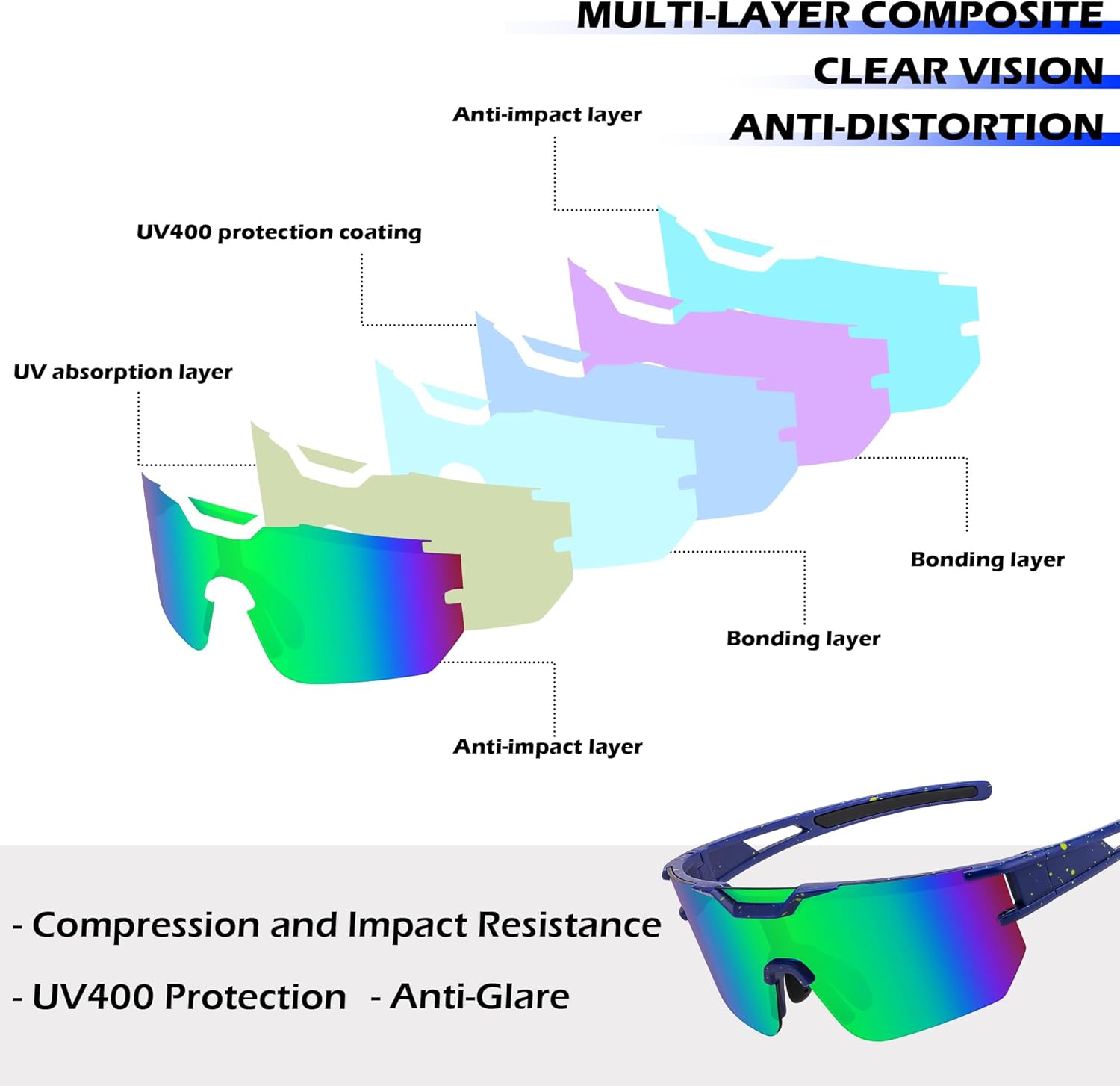 FEISEDY Kids Sunglasses Youth Baseball Sun Glasses, UV400 Sports Cycling Softball Sunglasses for Adult Boys Girls B0227