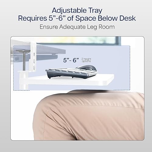 Miniatura 9 de VIVO Bandeja giratoria para teclado y mouse de computadora, plataforma giratoria de 25 x 10 pulgadas con abrazadera de escritorio individual extra