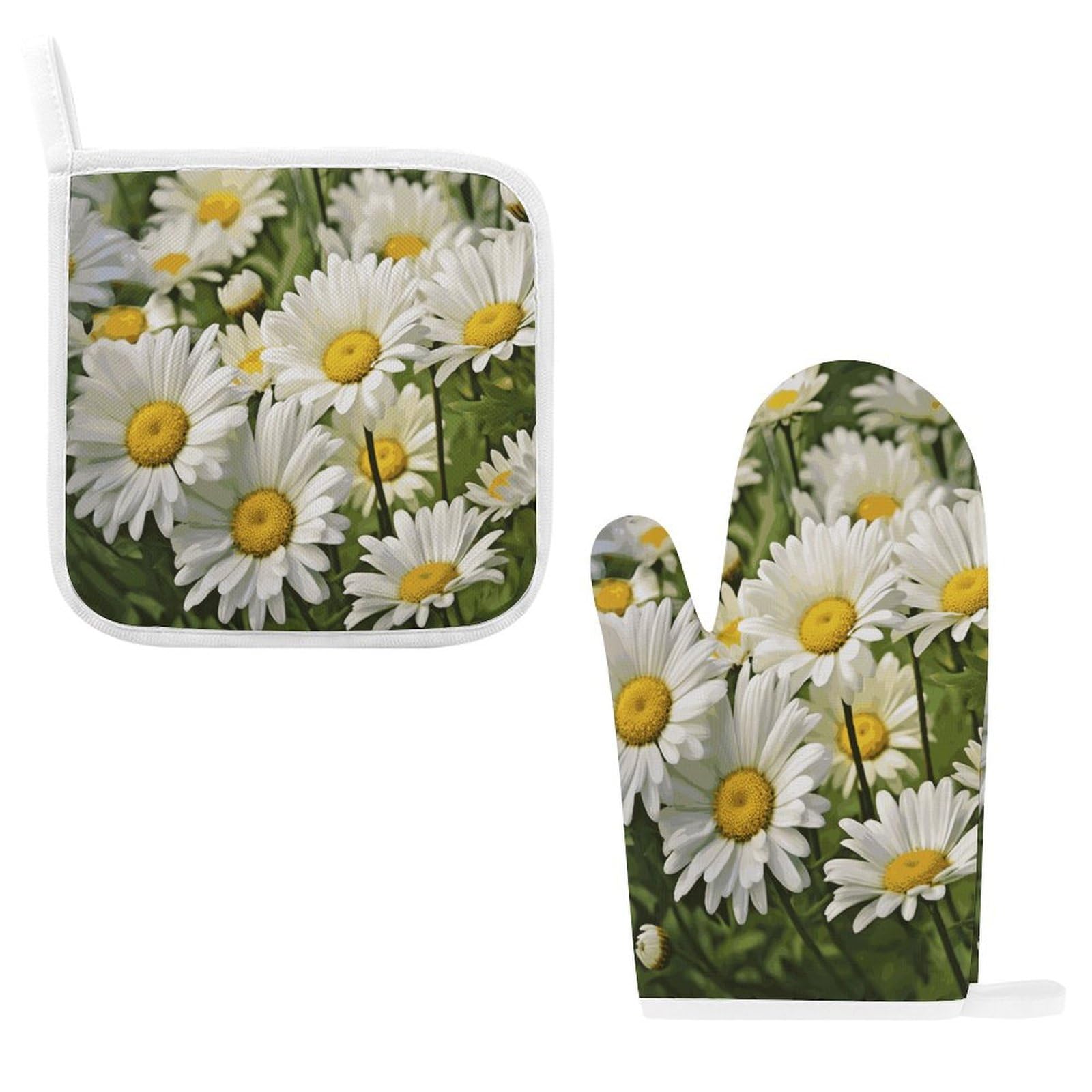 Fodpand Style Floral Flowers Daisies Oven Mitts And Pot Holders Sets