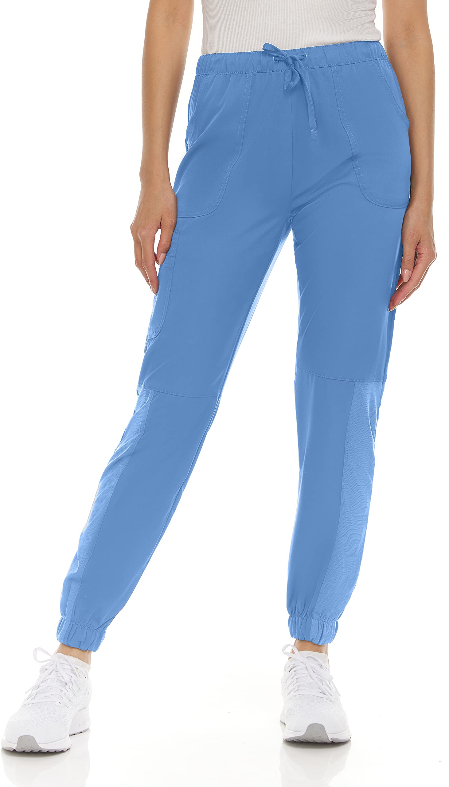 MediChic Women's Scrubs Mesh Joggers Nurse Scrub Pants with Six Pockets Ceil