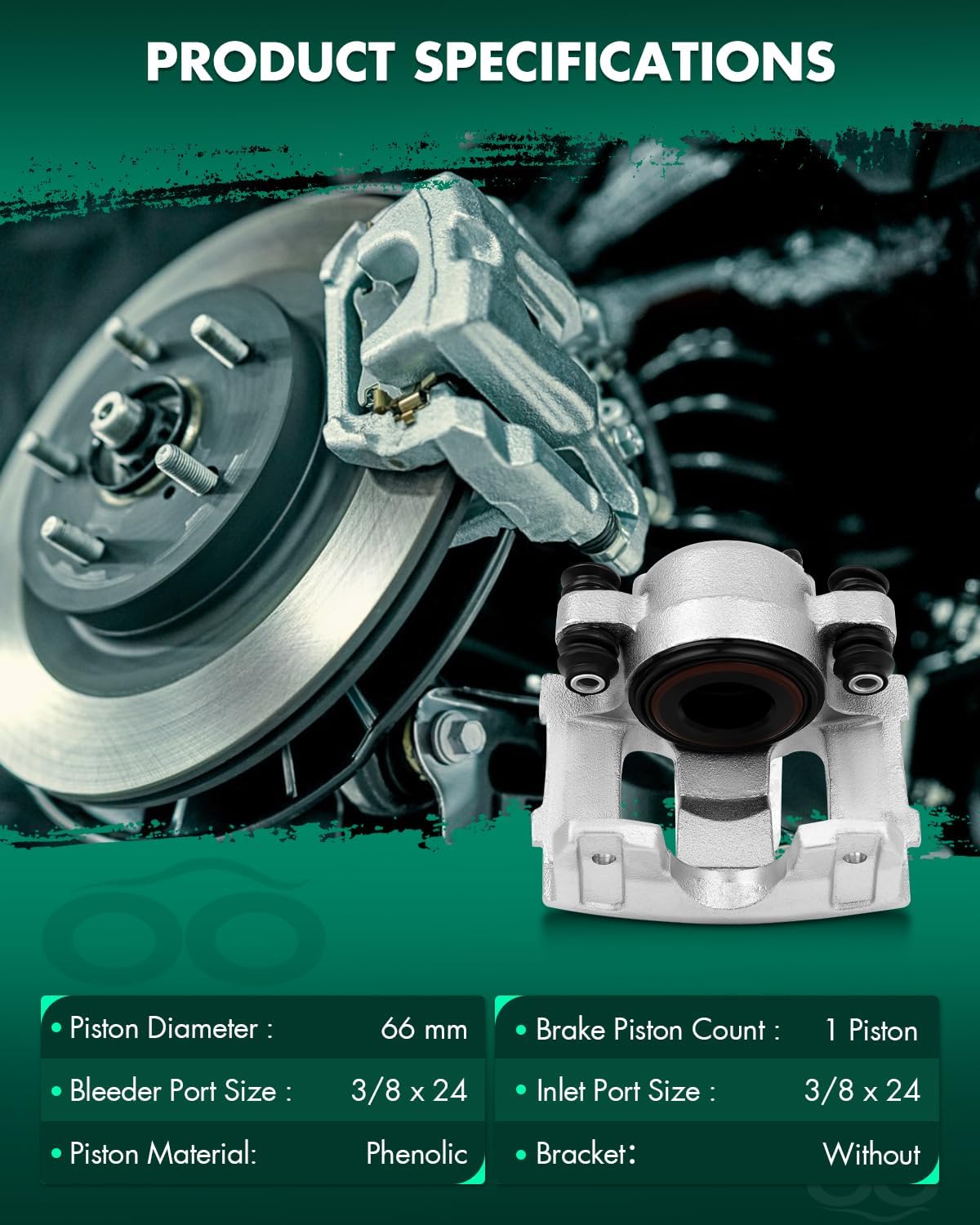 SCITOO Front Brake Caliper Without Bracket 184339, 184340 Compatible For Jeep Cherokee/Comanche, For Jeep Grand Wagoneer 93, For Jeep TJ 97-06, For Jeep Wagoneer 90, For Jeep Wrangler 90-95 97-06