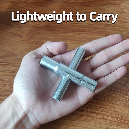 Miniatura 4 de 4 Way Sillcock Key Wrench 2 Pack Set, 1/4", 9/32", 5/16", 11/32" Steel Multi-Function Utility Key, Universal Cross Zinc Alloy Water Key for Valve,