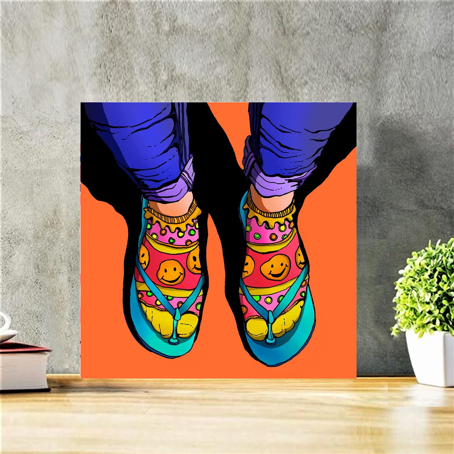 Gallery99 "Cartooned Foot Textured Wall Art Panel in pinewood(9.5x9.5)