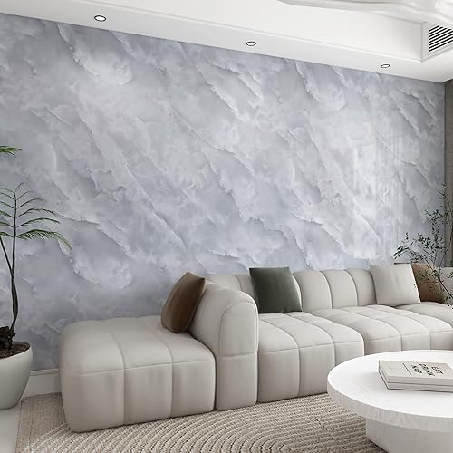 Miniatura 2 de JSEVEM Papel tapiz de mármol blanco y gris brillante, de 16 x 354 pulgadas, para despegar y pegar, papel de contacto grueso de mármol gris blanco