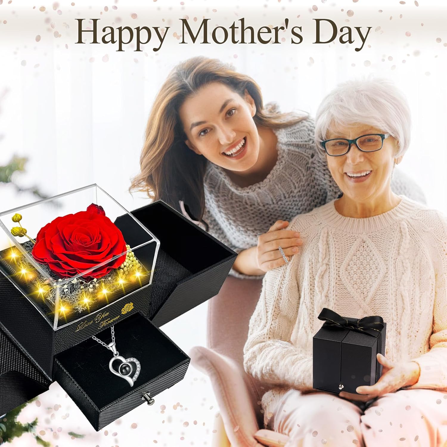 Preserved Real Rose-Eternal Flowers Rose Mothers Day for Mom Women Her Wife Girlfriend on Birthday Valentines with I Love You Necklace 100 Languages Romantic Gift - Image 9