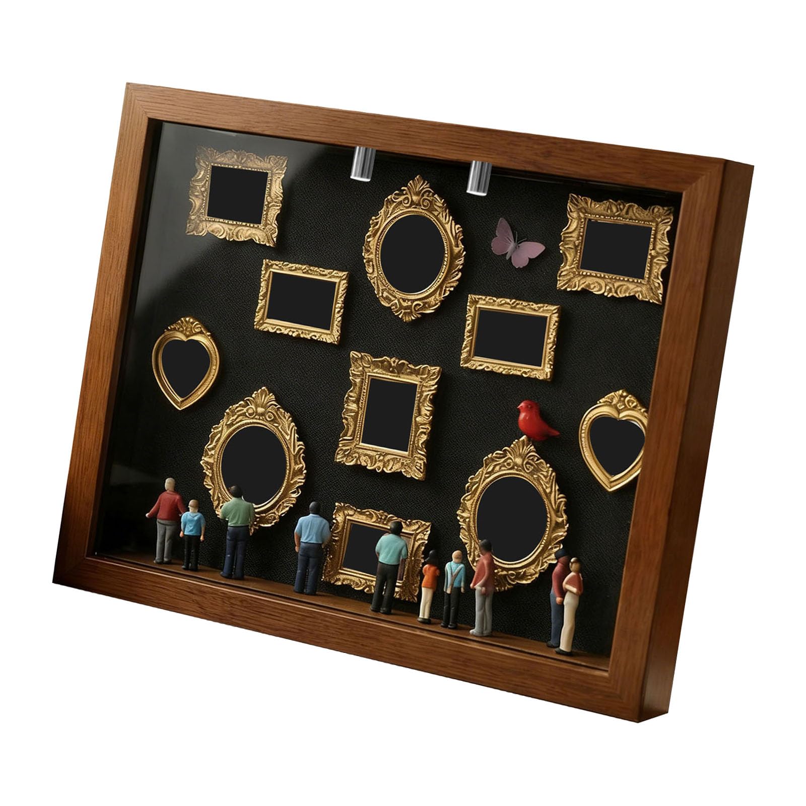 Caja de sombras DIY con siluetas miniaturas y marco de fotos personalizado para recuerdos