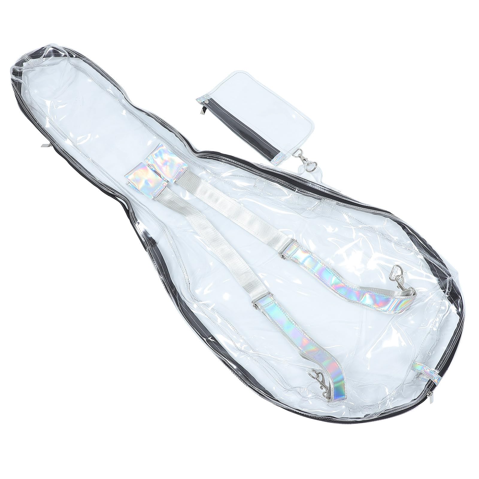 Veemoon Borsa per Chitarra Acustica Trasparente Pc, Zaino Doppie Spalline, Bianco, per Chitarra Folk 39/40/41 Pollici, Leggero, per Uso Outdoor