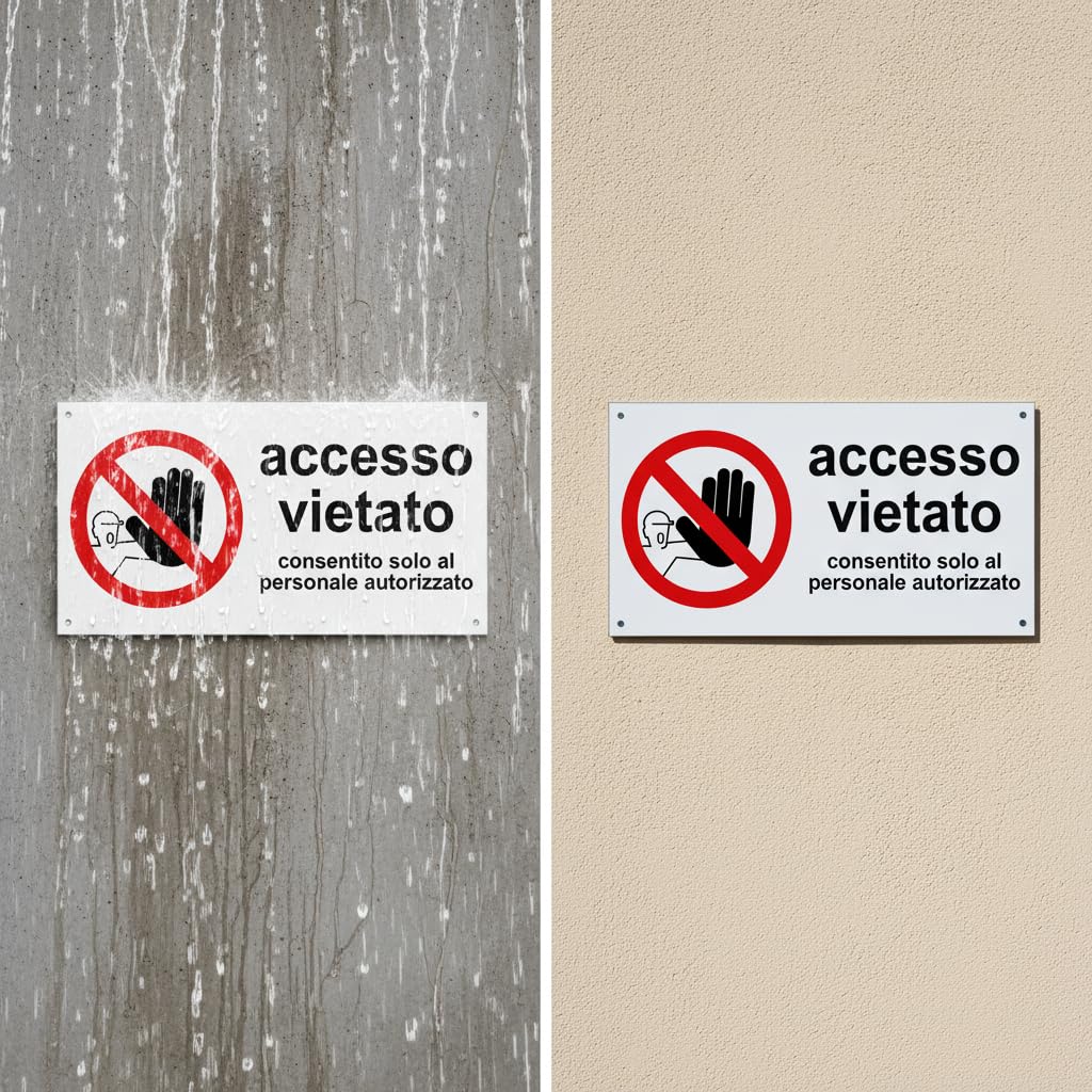 Pubblimania Accesso Vietato | Consentito solo al Personale Autorizzato - Cartello in alluminio composito 3 mm di spessore (Cm 29x14,5 Accesso Vietato)