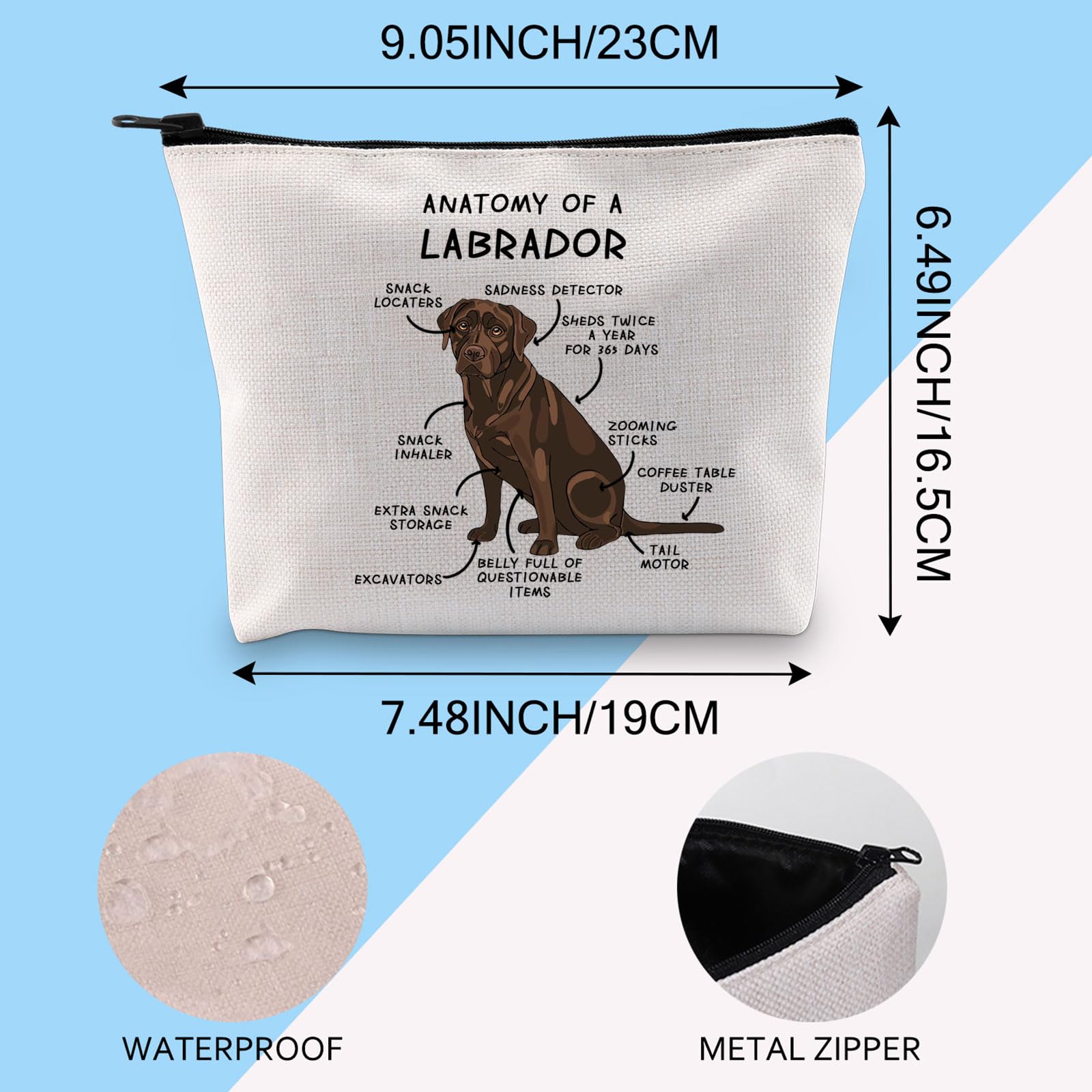 Chocolate Labrador Retriever Makeup Bag - Lab Dog Mom Gift - Cosmetic Bag (Labrador Owner Lover), Of a Labrador 3uk - Image 2