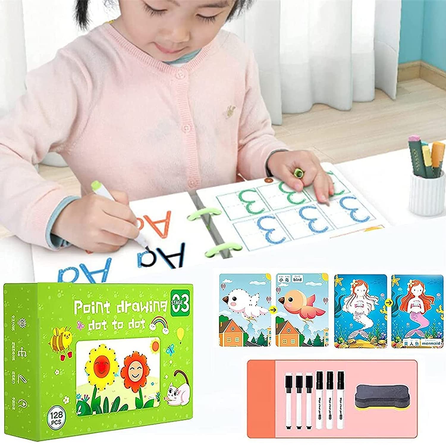 Kidology Educational Preschool Handwriting Practice Activity Writing Learning Toys - Montessori Busy Book & Number Letter Shape Tracing Coloring Book for Toddlers (Dot to Dot - Stage 3) (B0BRQ38BCN) Amazon Price History, Amazon Price Tracker