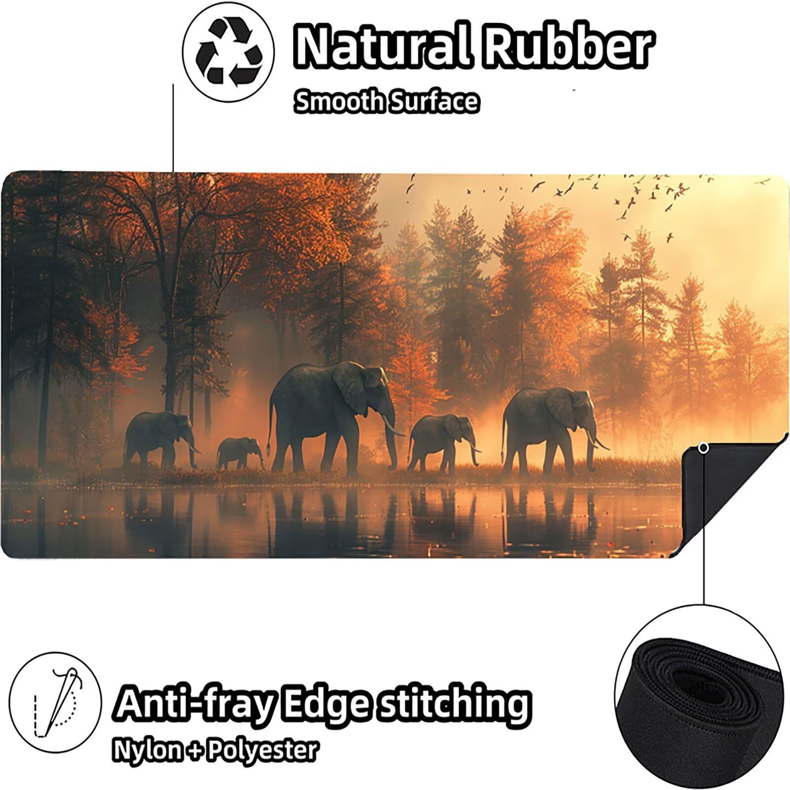 Tappetino Mouse Elefante, Tappetino Mouse XXL 1500 x 800 mm, Gaming Mouse Pad con Base in Gomma Antiscivolo, Mousepad Migliorare la Velocità e la Precisione, Ufficio Accessori Gaming, Verde 6-5475