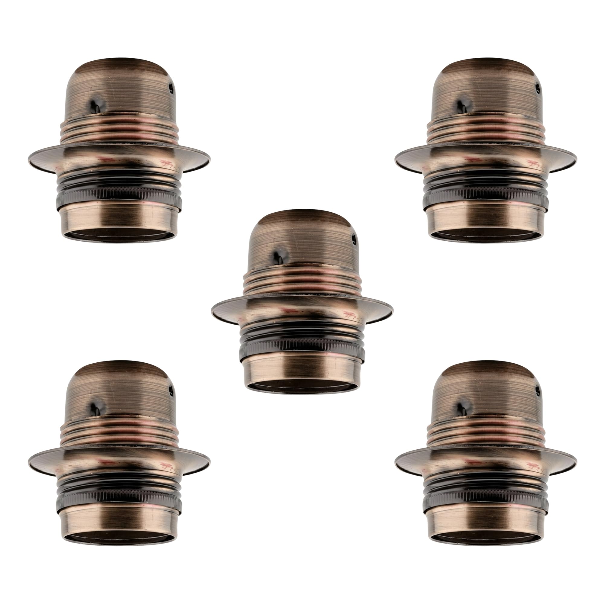 LEDSone E27 Vintage Threaded Lamp Bulb Holder Ceramic, Metal Light Socket for Vintage Edison Bulbs Perfect for DIY Pendant Lights, Retro Decor, and Industrial Spaces - 5pcs Copper