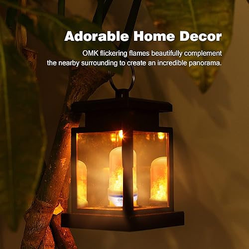 Miniatura 5 de OMK - Bombillas LED con efecto llama, 4 nuevos modos actualizados de iluminación con estilo de fuego simulado, bombilla LED de base E26, bombillas