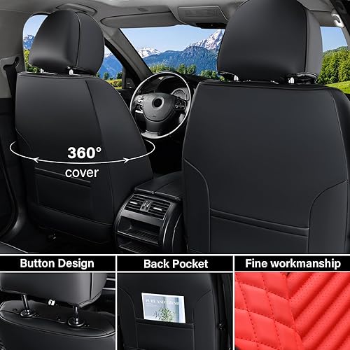 Miniatura 8 de Coverado Juego completo de fundas de asiento de automóvil, fundas de asiento de cuero para automóviles, protectores impermeables de asiento de