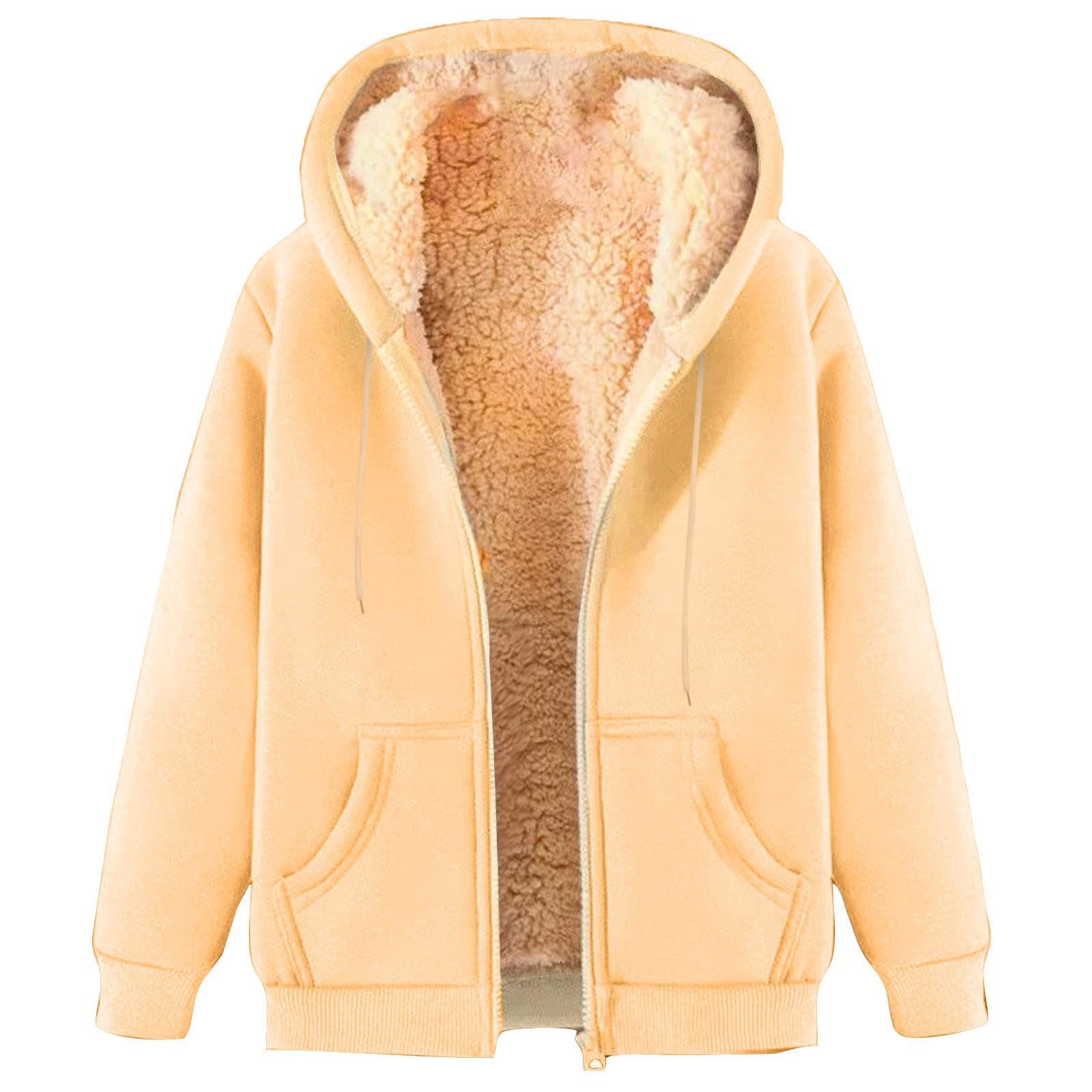 Mens Zip Up Hoodie Warm Fuzzy Fleece Lined Hooded Fall Winter Coat Casual Cozy Fleece Jacket with Pockets