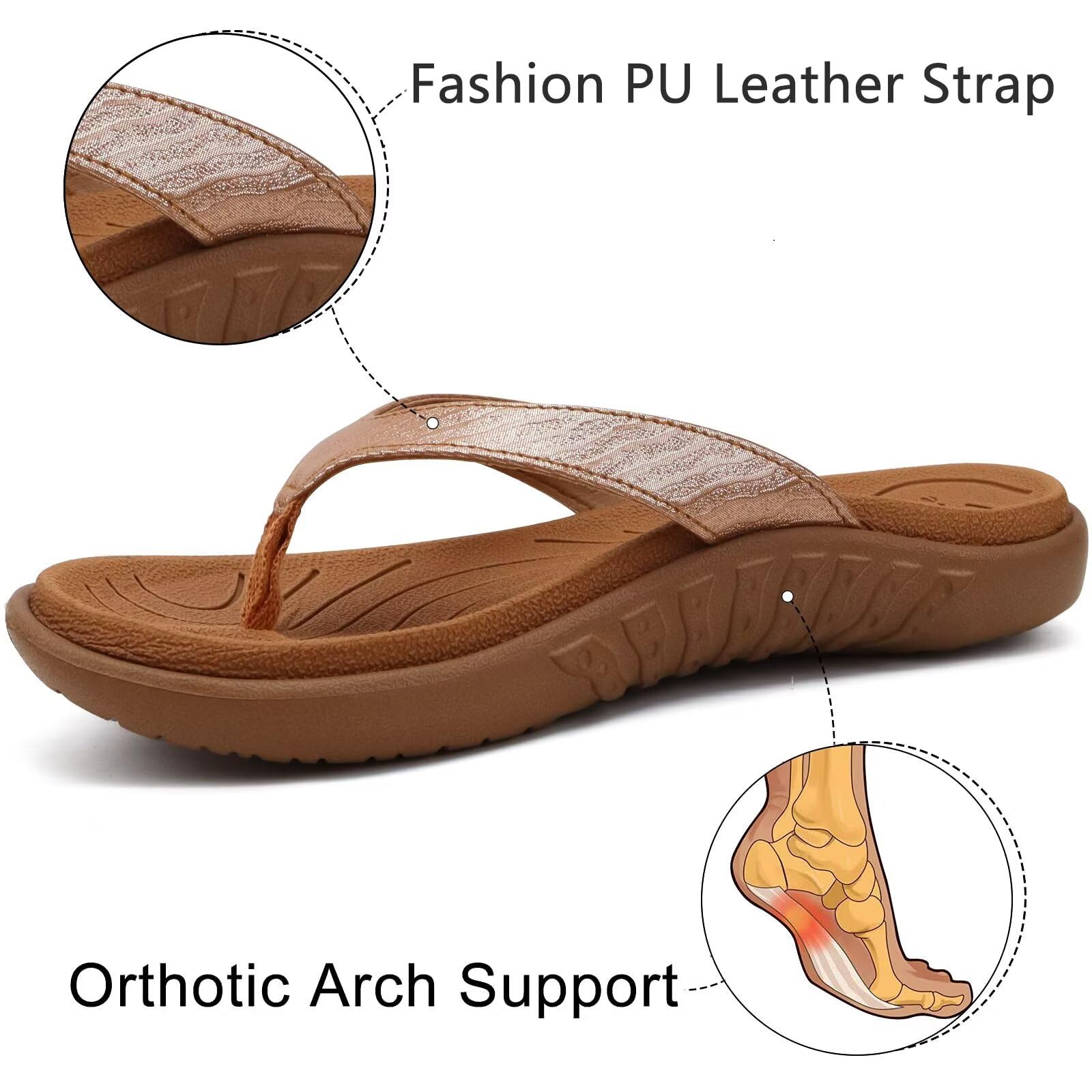 jiajiale Infradito Donna Moda Ortopediche Estive Comode Pelle Supporto Arco Plantare Flip Flop Doccia Spiaggia Piscina Aperte Mare Leggere Eleganti Ciabatte Antiscivolo Gomma Suole